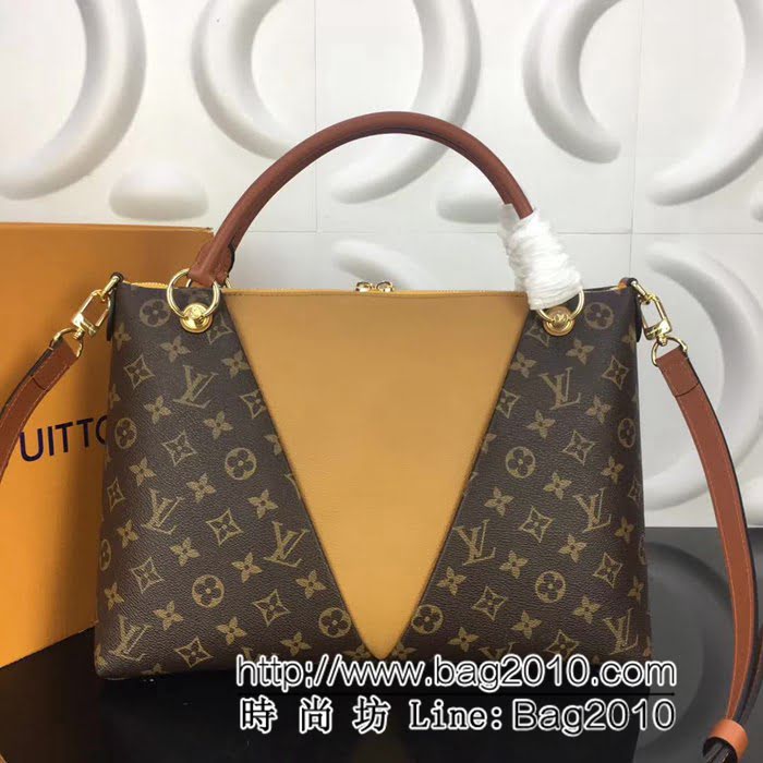 路易威登LV頂級原單 M43951牛皮V形V Tote MM手提肩背包 YDH2165